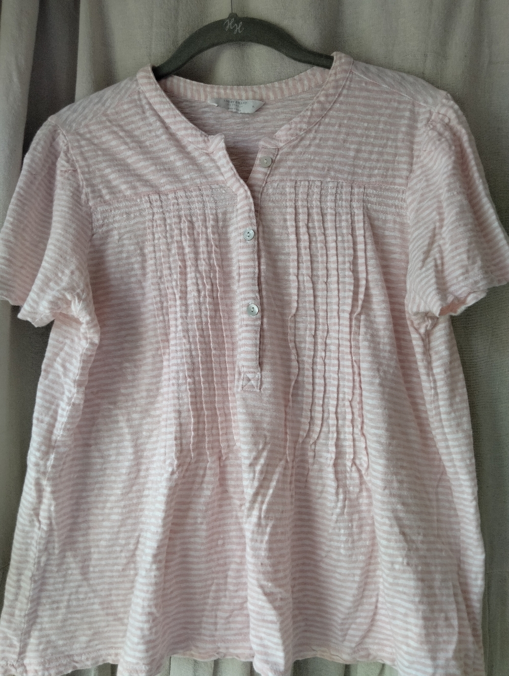 Lucky Brand Pink and White Striped Button Front Top